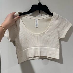 Aerie Cream Ribbed Crop Top